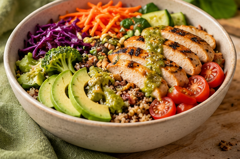 Illustrative cafe food photography for Panera Bread Market Bowls Menu 2026: Varieties & Calories
